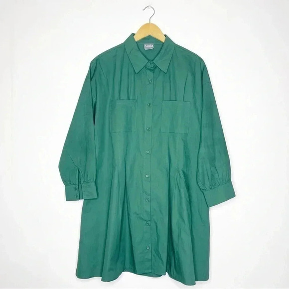 Arula Green Button Down Shirt Dress Julianna  Size X 10 - Picture 2 of 8